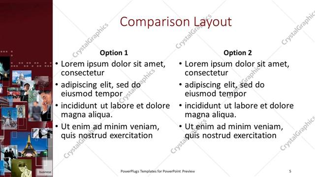 Comparison presentation slide layout