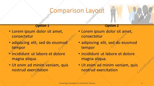 Comparison presentation slide layout