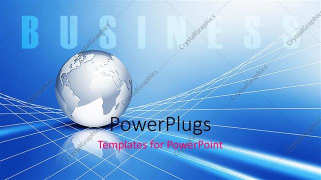  Presentation with lines - Global business metaphor with silver Earth globe on 3D grid lines