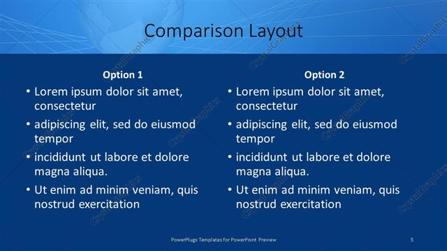 Comparison presentation slide layout