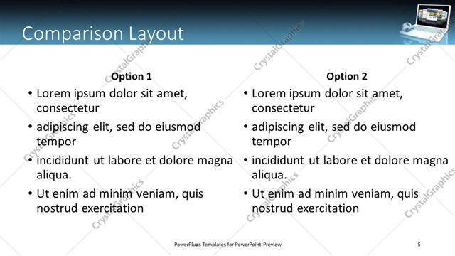 Comparison presentation slide layout