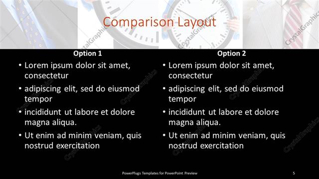 Comparison presentation slide layout