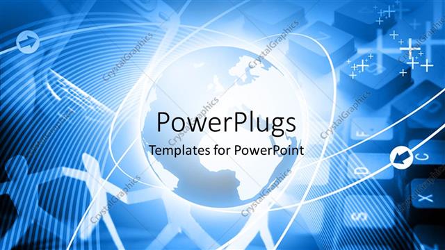  Presentation with tech - Global communication depiction with cell phone and globe on computer keyboard