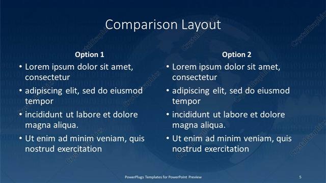 Comparison presentation slide layout