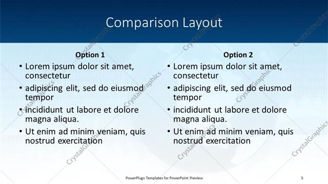 Comparison presentation slide layout
