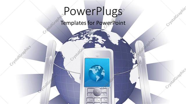  Presentation with communication - Global communication metaphor with cell phones surrounding globe