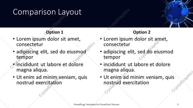 Comparison presentation slide layout