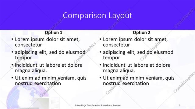 Comparison presentation slide layout