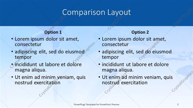 Comparison presentation slide layout