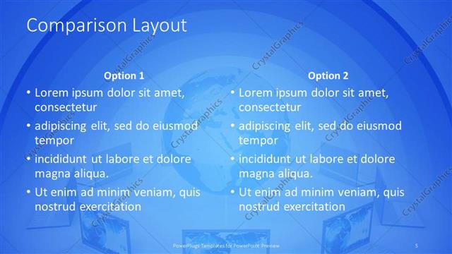 Comparison presentation slide layout