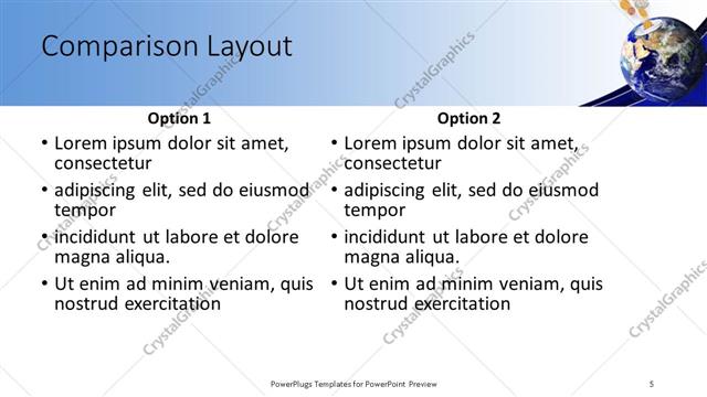 Comparison presentation slide layout