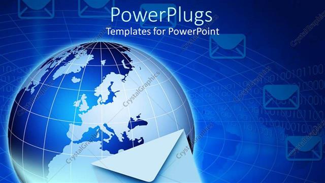  Presentation with email - Global email technology, Internet with envelope and globe, global communication, networking