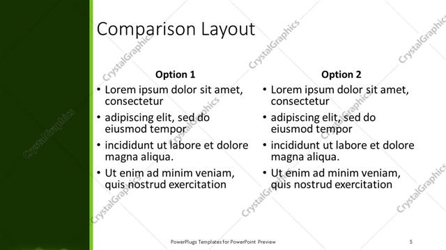 Comparison presentation slide layout