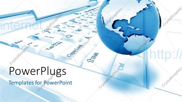  Presentation with connection - Global Internet connection with earth globe sitting on laptop?