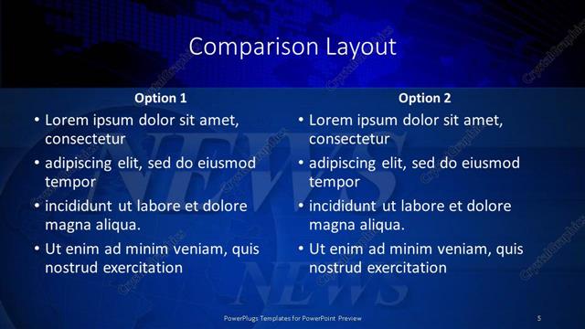 Comparison presentation slide layout