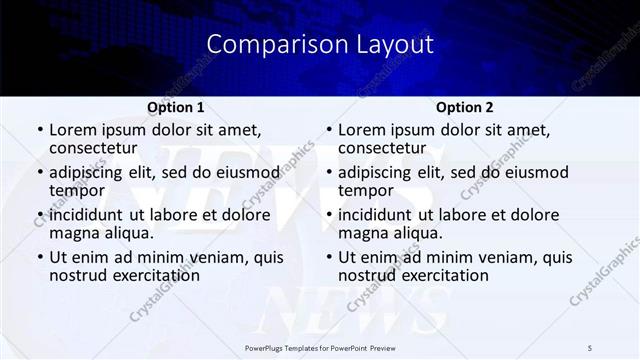 Comparison presentation slide layout
