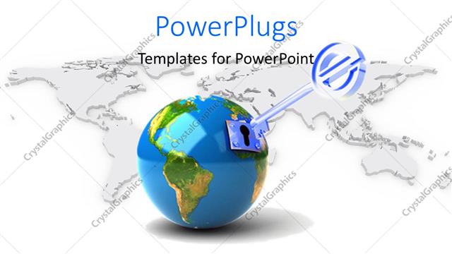  Presentation with network - A globe with a key and map in the background