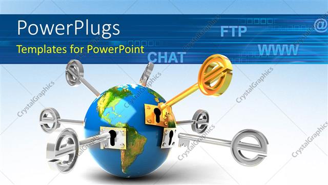  Presentation with chat - Global network with internet symbols like @, chat, FTP, www