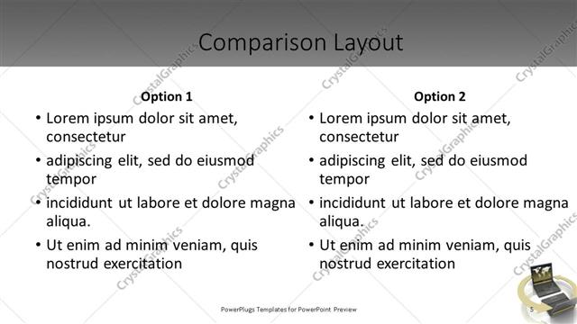 Comparison presentation slide layout