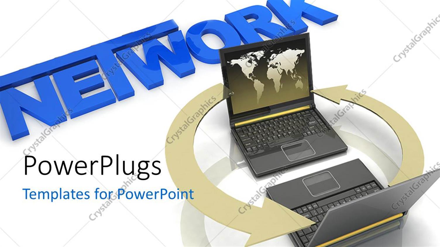 Featuring Global Network Metaphor with Laptops with World Map Connected by Arrows