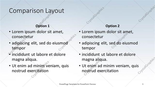 Comparison presentation slide layout