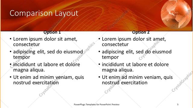 Comparison presentation slide layout
