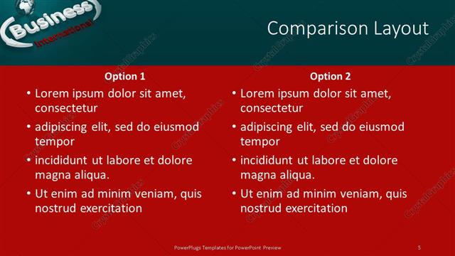 Comparison presentation slide layout