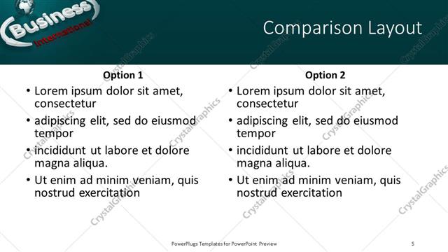 Comparison presentation slide layout