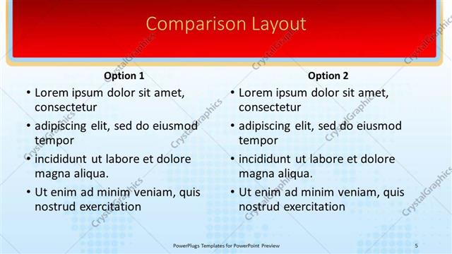 Comparison presentation slide layout