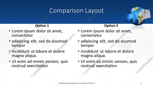 Comparison presentation slide layout