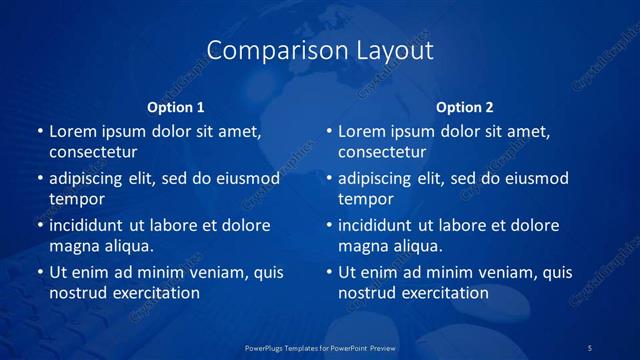 Comparison presentation slide layout