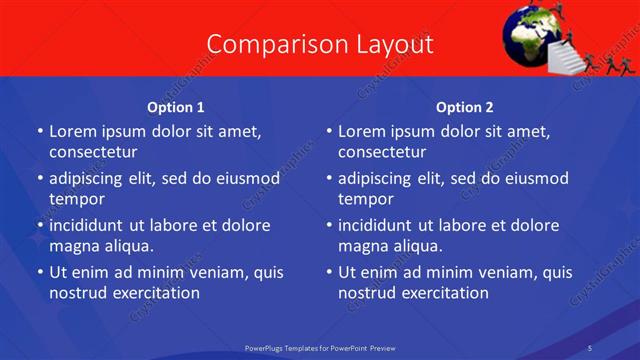 Comparison presentation slide layout
