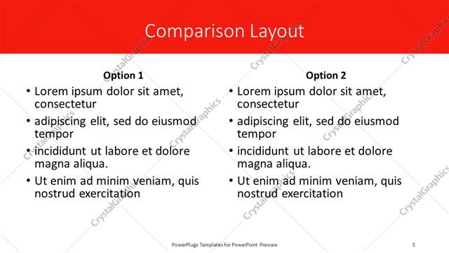 Comparison presentation slide layout