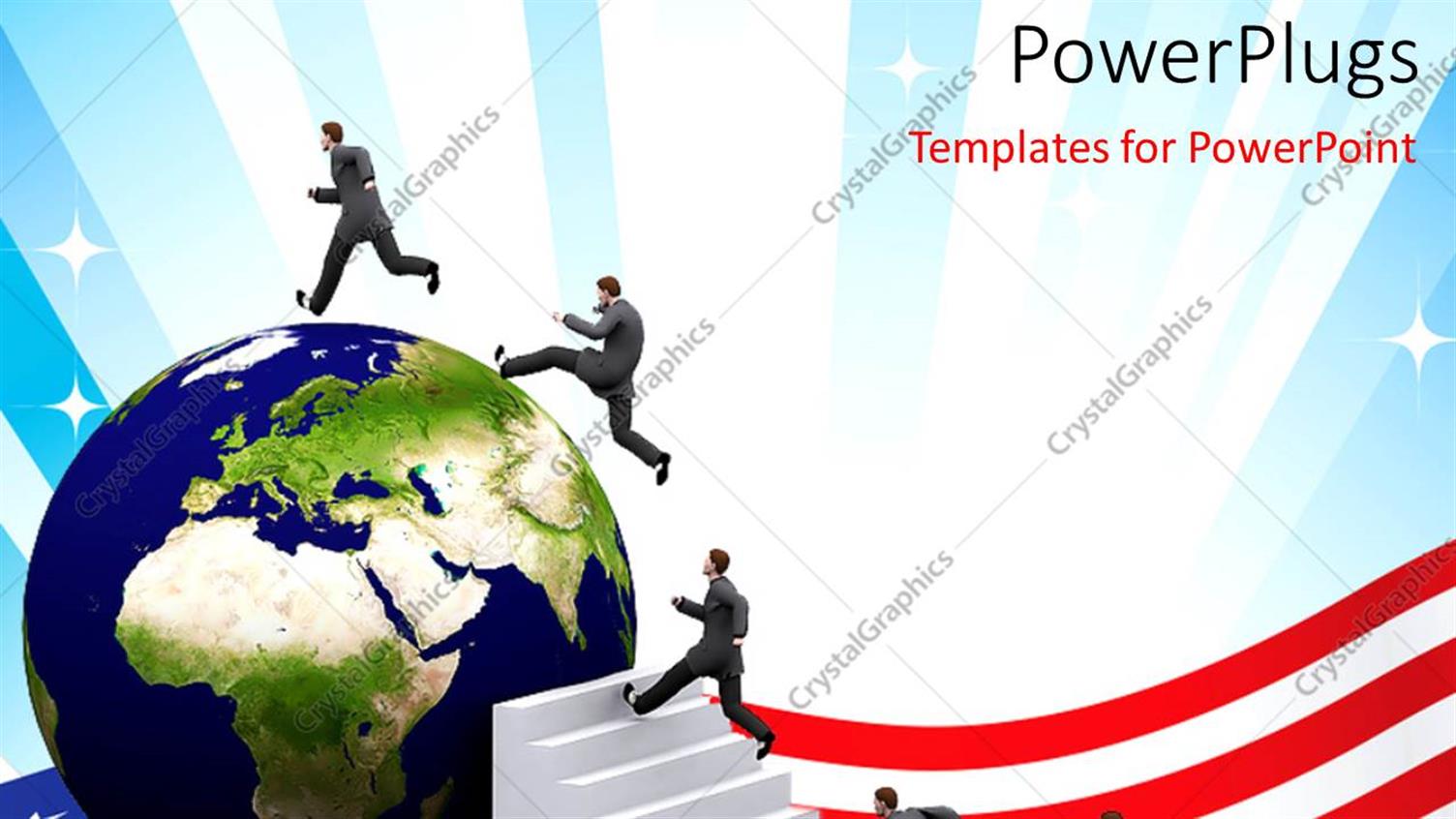 Featuring a Globe in the Background and People Running