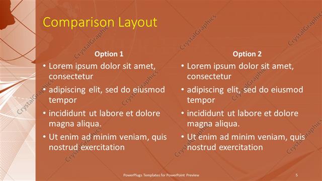 Comparison presentation slide layout