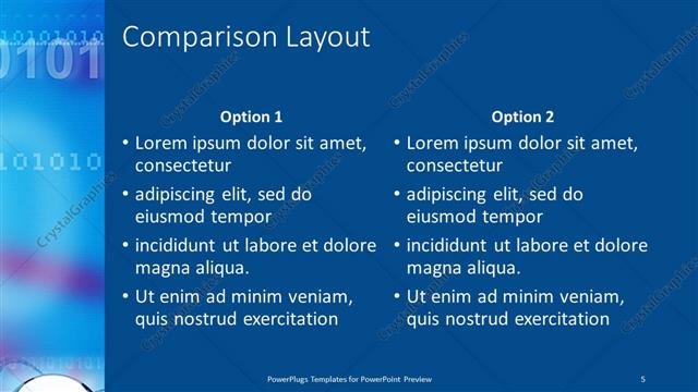 Comparison presentation slide layout