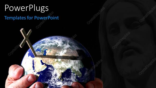  Presentation with god - A globe being held by the person with a holy cross