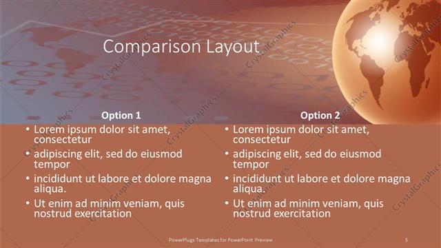 Comparison presentation slide layout