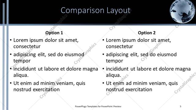 Comparison presentation slide layout