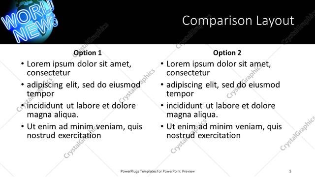 Comparison presentation slide layout