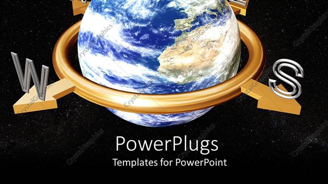  Presentation with compass - A globe with a blackish background and stars