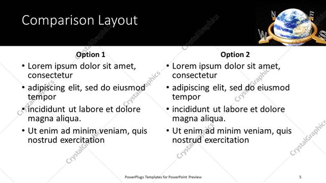 Comparison presentation slide layout