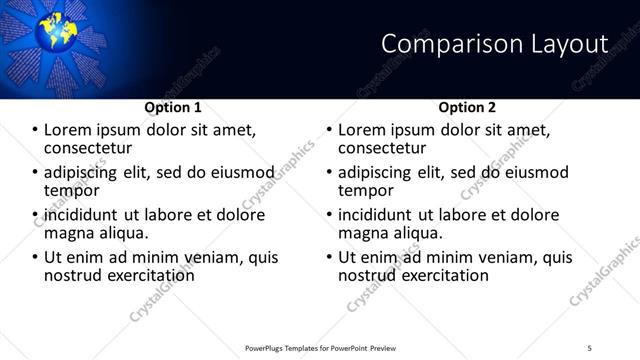 Comparison presentation slide layout