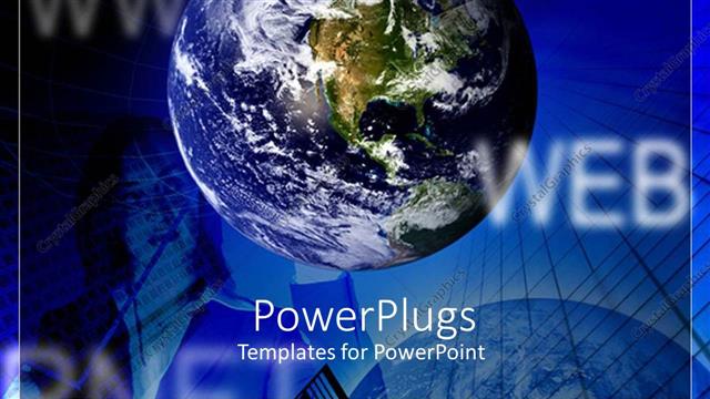  Presentation with web - A globe with bluish background and a girl