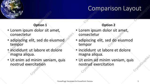 Comparison presentation slide layout