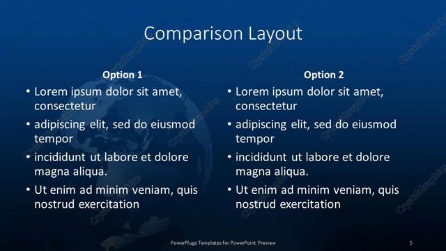 Comparison presentation slide layout
