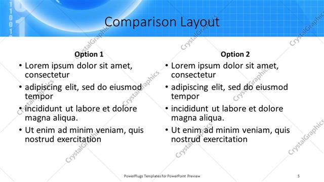 Comparison presentation slide layout
