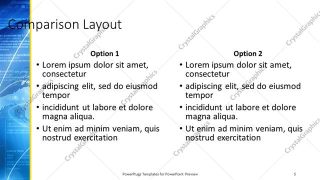 Comparison presentation slide layout
