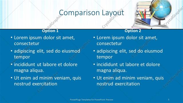 Comparison presentation slide layout