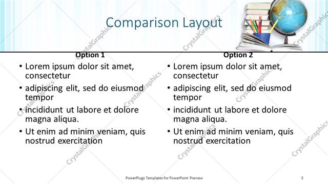 Comparison presentation slide layout